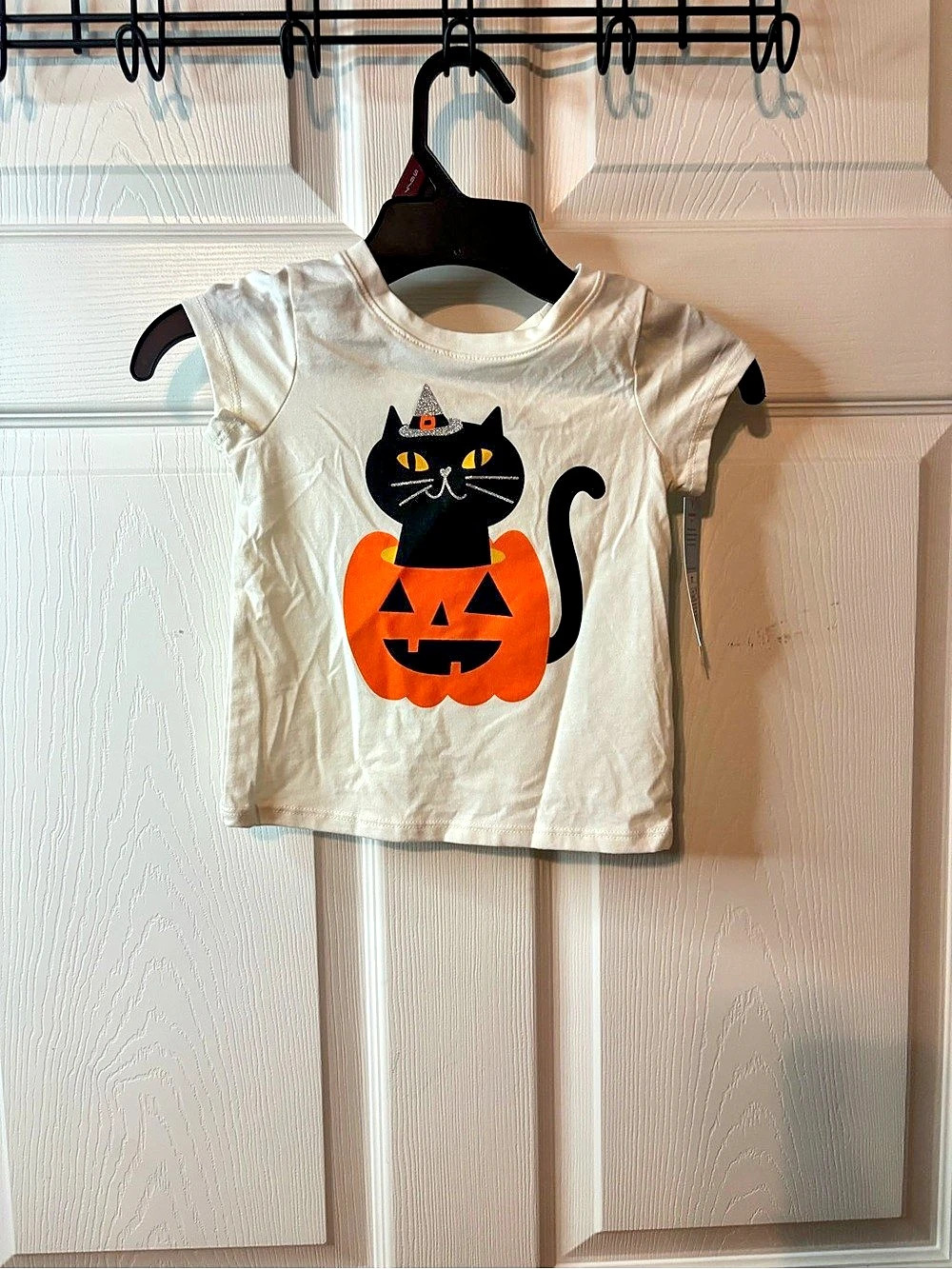 Cat & Jack Halloween Black Cat in Pumpkin Graphic Tee Size 2T